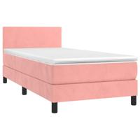Boxspring met matras fluweel roze 90x190 cm - thumbnail