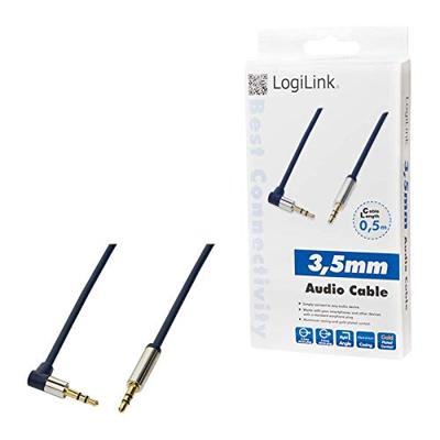 LogiLink CA11050 Jackplug Audio Aansluitkabel 0.50 m Donkerblauw (mat) 90° haaks naar boven