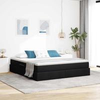 Opbergbed met matras met matras Zwart 180 x 200 cm Polyester - thumbnail