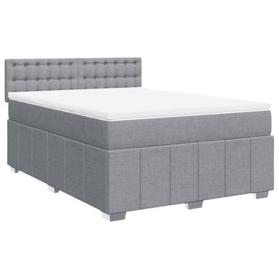 Boxspring met matras stof lichtgrijs 140x200 cm