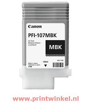 Canon Inktcartridge PFI-107 MBK Origineel Matzwart 6704B001 Canon Inktcartridge PFI-107 MBK Origineel Matzwart 6704B001