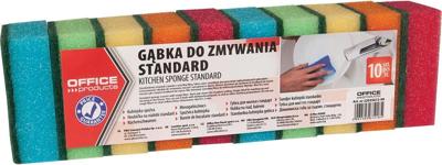 OFFICE products schuurspons, 4,6 x 7,4 cm, pak van 10 stuks in geassorteerde kleuren