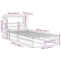 Bedframe zonder matras massief grenenhout wit 90x200 cm - thumbnail
