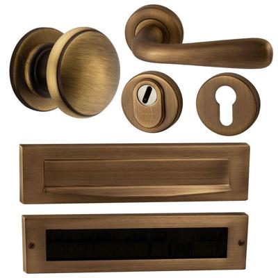 Hardbrass Voordeurset Pragma/Silvia compleet rechtswijzend SKG3 met kerntrekbeveiliging - mat brons