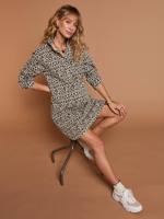 Zwangerschaps- en borstvoedingsjurk met luipaardprint ecru - thumbnail