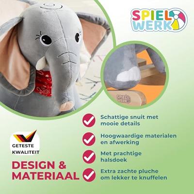 Schommeldier Olifant met veiligheidsgordel hobbeldier - thumbnail