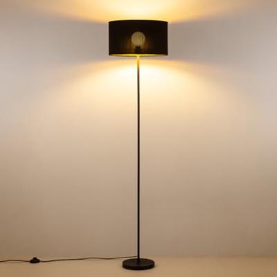 Scandinavische stijl Vloerlamp - Corduroy Lampenkap - Cilinder - Black - ø40 x 165 cm - E27 Fitting - Geschikt voor Woonkamers en slaapkamers - met Voetschakelaar
