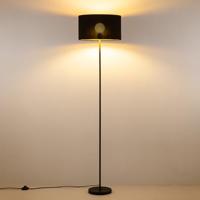 Scandinavische stijl Vloerlamp - Corduroy Lampenkap - Cilinder - Black - ø40 x 165 cm - E27 Fitting - Geschikt voor Woonkamers en slaapkamers - met Voetschakelaar - thumbnail
