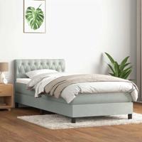 Boxspring met matras fluweel lichtgrijs 80x220 cm - thumbnail