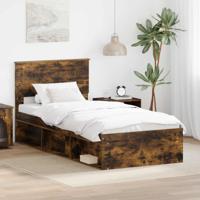 Bedframe Gerookt eiken 90 x 200 cm Massief grenenhout - thumbnail