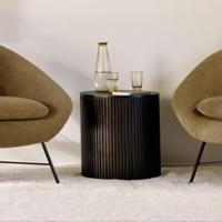 Ethnicraft Ronde Bijzettafel 'Roller Max' Gevernist Mahoniehout, 40cm, kleur Donkerbruin - thumbnail