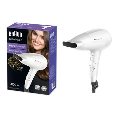 Braun HD380 Satin Hair 3 PowerPerfection Haardroger 2000W Wit Braun HD380 Satin Hair 3 PowerPerfection Haardroger 2000W Wit