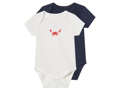 lupilu 2 Baby rompers (Wit/donkerblauw, 74/80) lupilu 2 Baby rompers (Wit/donkerblauw, 74/80)