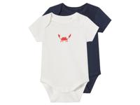 lupilu 2 Baby rompers (Wit/donkerblauw, 74/80) - thumbnail