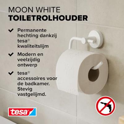 tesa MOON WHITE Toiletrolhouder Lijm Metaal