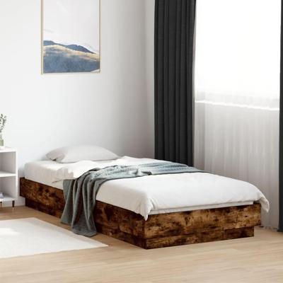 Bedframe bewerkt hout gerookt eikenkleurig 90x200 cm