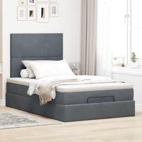 Ottoman bed met matrassen 120x200cm fluweel donkergrijs - thumbnail