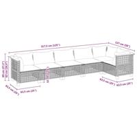 6-delige Loungeset met kussens poly rattan grijs - thumbnail