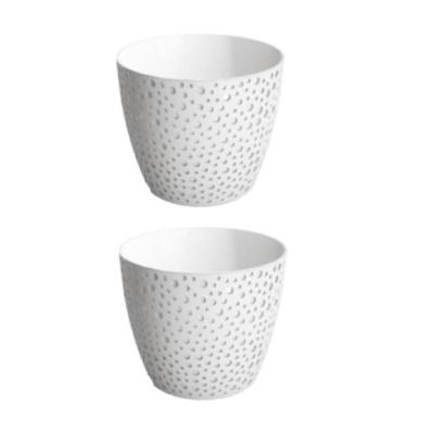 Bloempot BUBBLE rond 17 cm Wit set van 2 stuks
