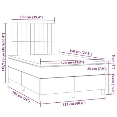 Boxspring met matras en LED stof lichtgrijs 120x190 cm
