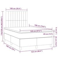 Boxspring met matras en LED stof lichtgrijs 120x190 cm - thumbnail