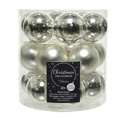Decoris kerstballen glas zilver 4cm 18st