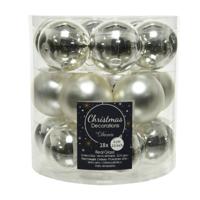 Decoris kerstballen glas zilver 4cm 18st - thumbnail