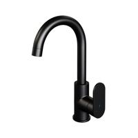 Wastafelmengkraan Brauer Black Edition Coldstart Opbouw Hoog Gebogen Platte Hendel Mat Zwart - thumbnail