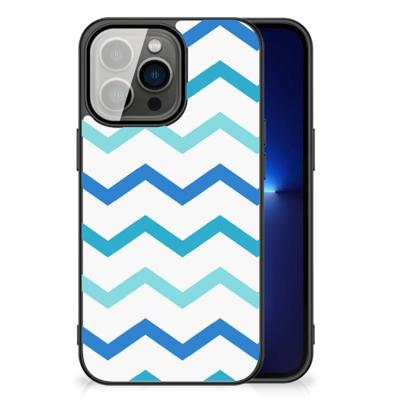 iPhone 13 Pro Back Case Zigzag Blauw