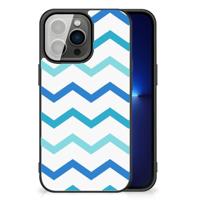 iPhone 13 Pro Back Case Zigzag Blauw - thumbnail