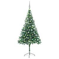 VidaXL Kunstkerstboom met verlichting en kerstballen 546 takken 180 cm - thumbnail