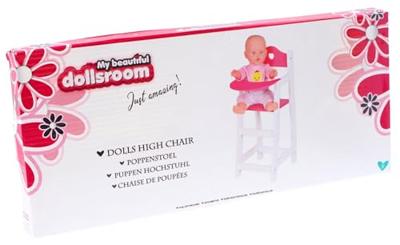 My Beautiful Dollsroom Houten Poppenstoel Roze/Wit