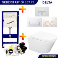 Geberit UP100 Toiletset set37 Wiesbaden Vesta Rimless Mat wit met Delta Drukplaat - thumbnail