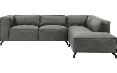 Goossens Bank Calvin grijs, micro leer, 2,5-zits, modern design met ligelement rechts