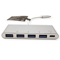 ROLINE USB 3.2 Gen 1 Hub, 4-voudig, type C aansluitkabel met 1 PD Port - thumbnail