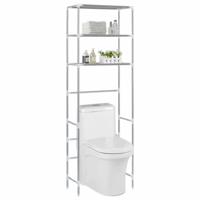 VidaXL Opbergrek voor boven toilet 3-laags 53x28x169 cm zilverkleurig - thumbnail