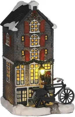 Dutch canal house b/o l11xw9,5xh18,5 cm kersthuisje Luville - Luville