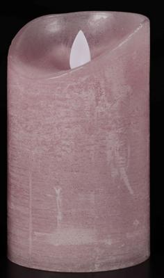 Batterijverlichting LED kaarsen wax rustiek 7,5x12,5 cm roze Anna's Collection - Annas collection