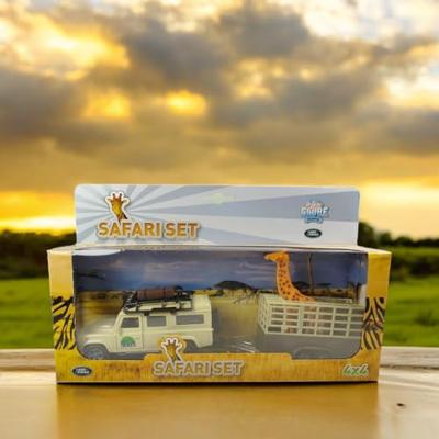 Kids Globe die-cast land rover met giraffe-trailer, 29cm