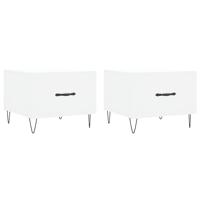 Salontafels 2 st 50x50x40 cm bewerkt hout wit - thumbnail