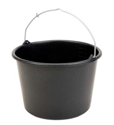 Bouwemmer kunststof zwart 12l