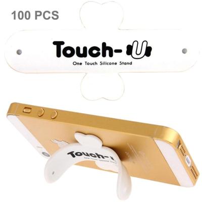 100 pc's Touch-u One Touch universele Silicone Stand houder voor iPhone Galaxy Huawei Xiaomi LG HTC en andere slimme Phones(White)