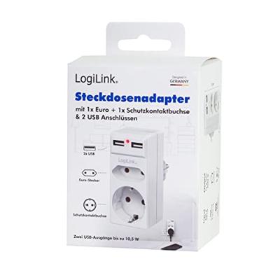 LogiLink PA0276 Contactdoos Met USB-laaduitgang, Aanraakbeveiliging, Overspanningsbeveiliging IP20 Wit - thumbnail