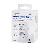 LogiLink PA0276 Contactdoos Met USB-laaduitgang, Aanraakbeveiliging, Overspanningsbeveiliging IP20 Wit - thumbnail