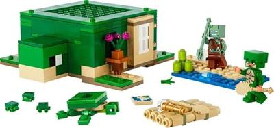 LEGO 21254 Minecraft Turtle Beach House, speelgoed met accessoires, minifiguren van videogamepersonages