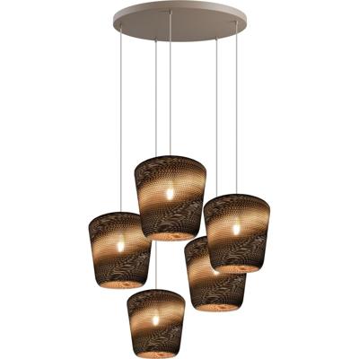 Masterlight HanglampCarta Moody 5x Ø34cm Think Paper kap - zand - 2542-36-70-5-05-34