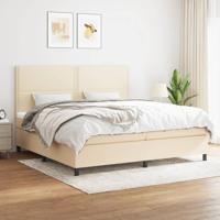 Boxspring met matras stof crèmekleurig 200x200 cm - thumbnail