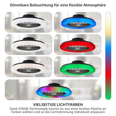 Brilliant Zwarte ventilatorBadria met RGB functie - G60040/06