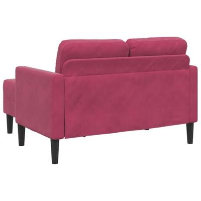 2-zitsbank met chaise L-vorm wijnrood 125 cm fluweel 2-zitsbank met chaise L-vorm wijnrood 125 cm fluweel