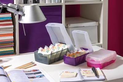 HAN CROCO 997-693 Kaartenbak Grijs, Doorschijnend Aantal kaarten (max.): 900 kaarten DIN A7 liggend Incl. 100 gelinieerd